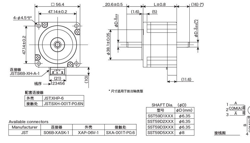 信浓SST59D（六线制）57步进电机